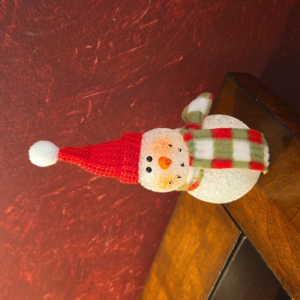 Christmas - Snowman LED Ornament Appr. 6.25"w/Color Changing Lights - see video